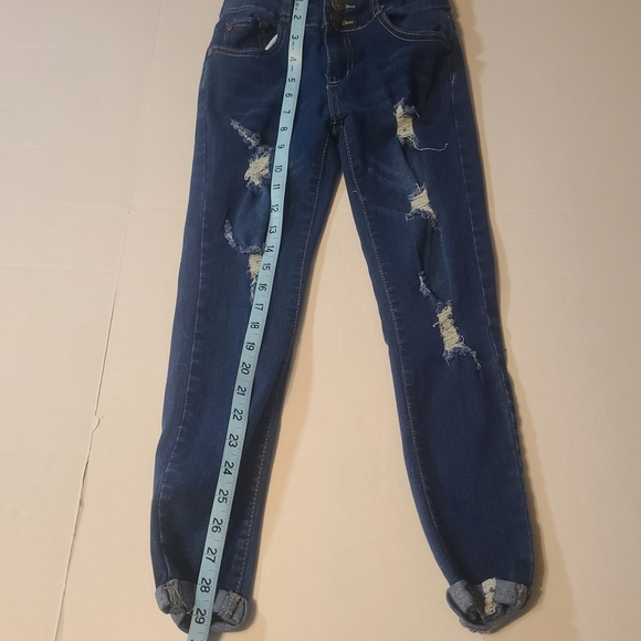 Pink Ivy Distressed Blue Girls Jeans EUC Size 10 Stretch - Picture 10 of 11